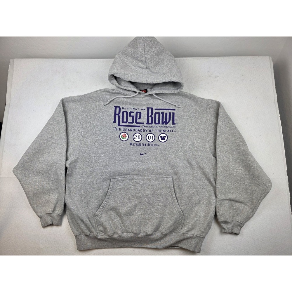 Vintage Y2K Washington Huskies Gray Team Nike Hoodie Size 2XL NCAA Rose‎ Bowl